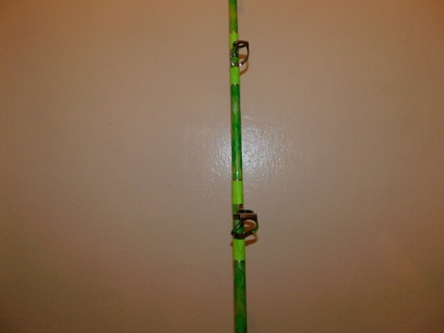 CUSTOM CONVENTIONAL ROD LIME GREEN PEARL MARBLE 25-50 LB TURBOS 7′ NEW