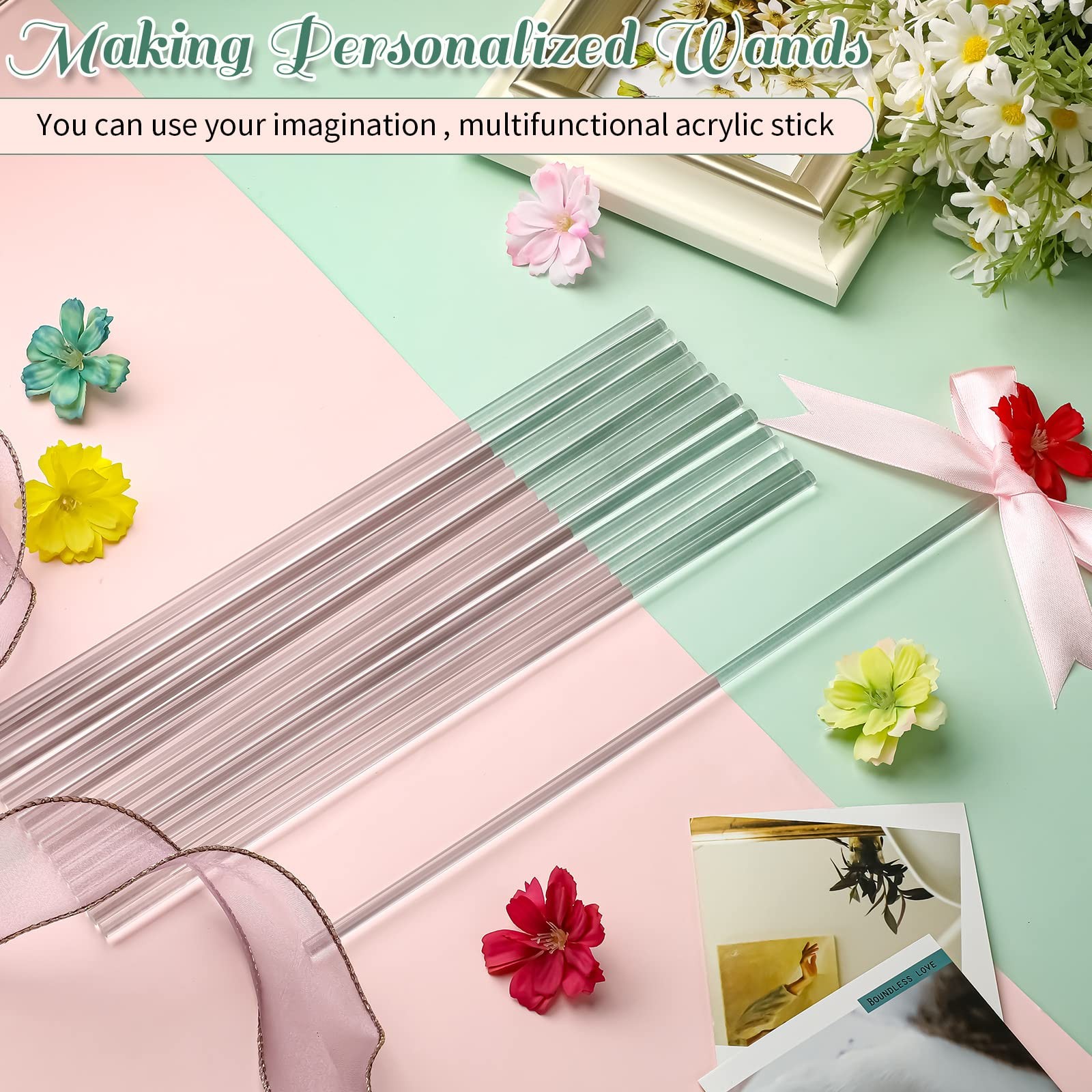 80 Pcs 12×0.25 Inch Clear Acrylic Dowel Rods for DIY Crafts Cake Toppers