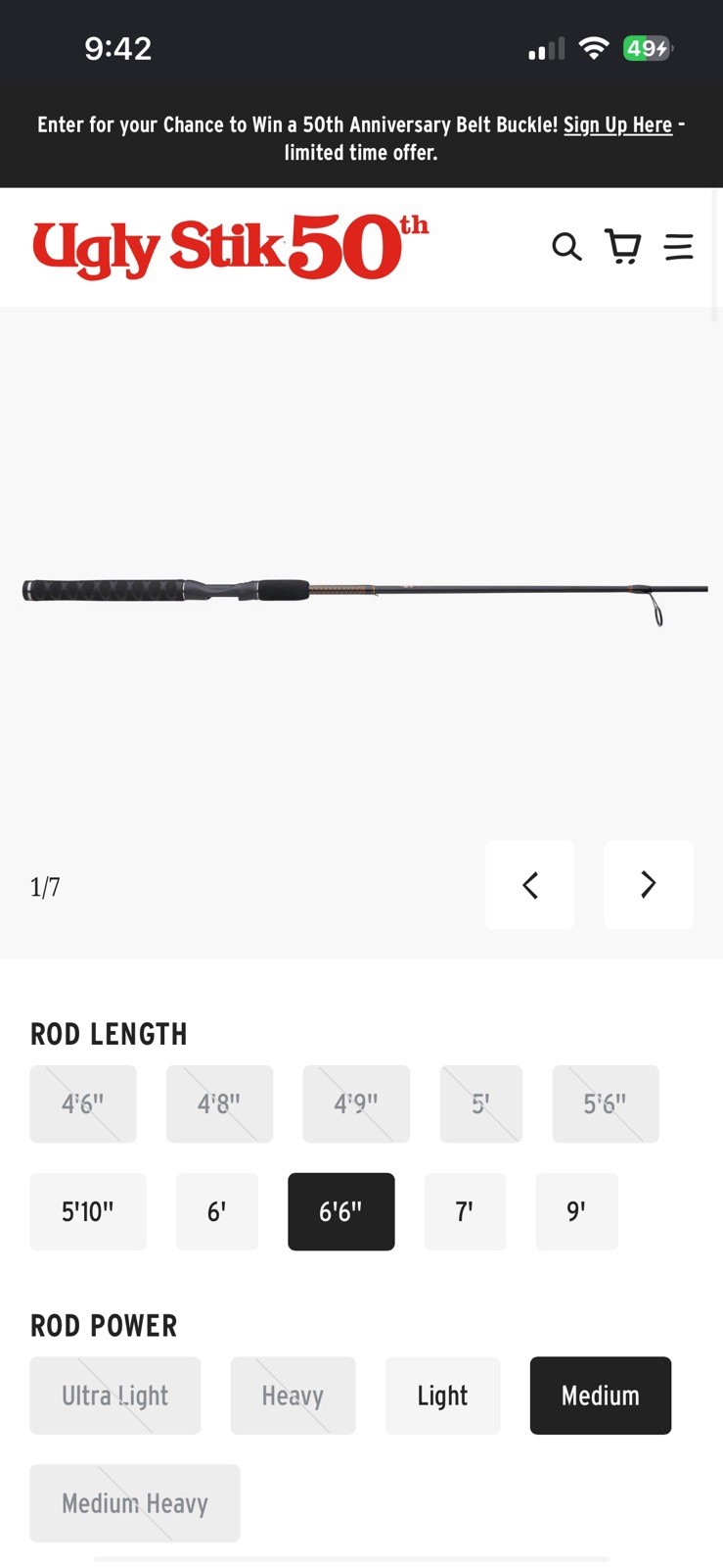 Ugly Stik GX2 Spinning Rod 6’6″ Medium Fast 2pc Split Grip NEVER USED