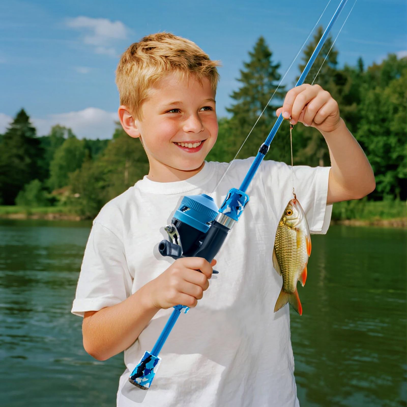 Kids Fishing Pole Set, Telescopic Fishing Rod Reel Combo Kids Starter Kit wit…