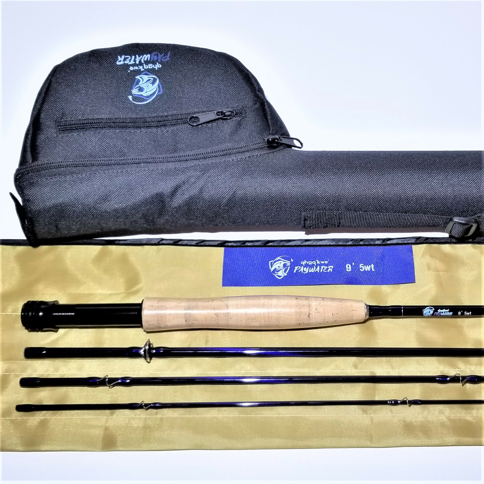 PayWater BLUE 9′ 5wt Medium Action IM6 Carbon Fly Rod Snake Guides 4pc R&R Case