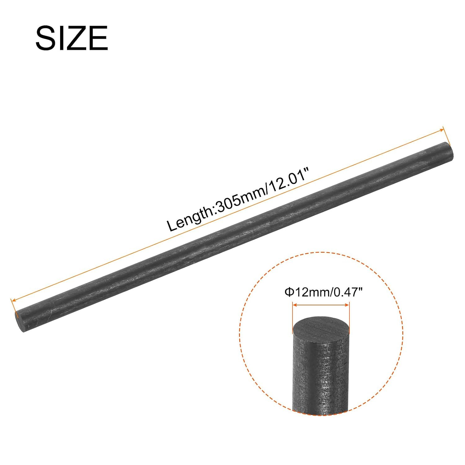 Graphite Rod, Graphite Stirring Rod Cylinder Stick Carbon Rod 305X12Mm Black for