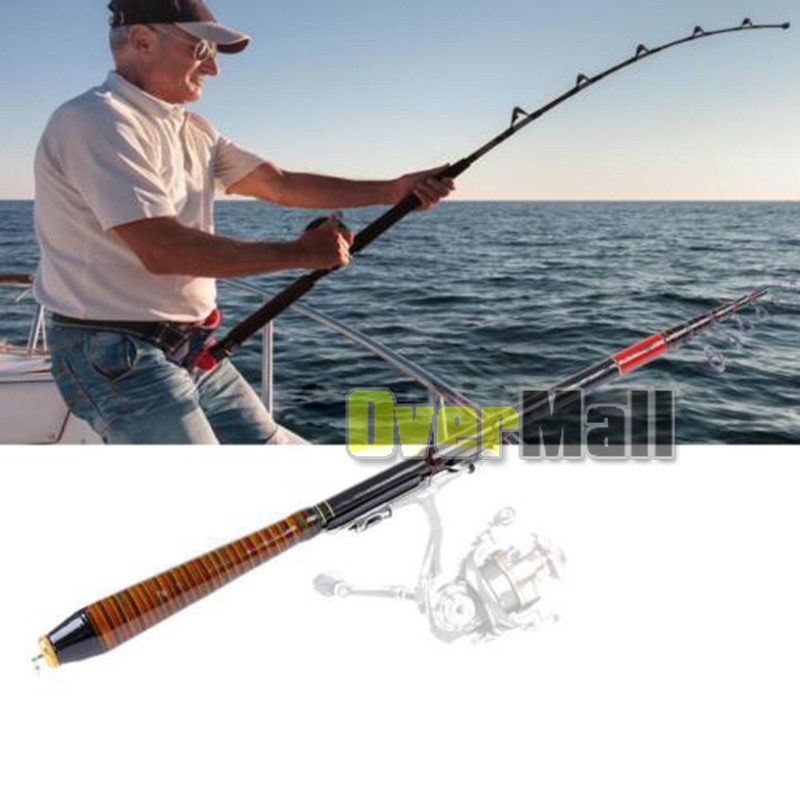 Carbon Fiber Telescopic Fishing Rod Sea 2.1m Saltwater Portable Spinning Pole US