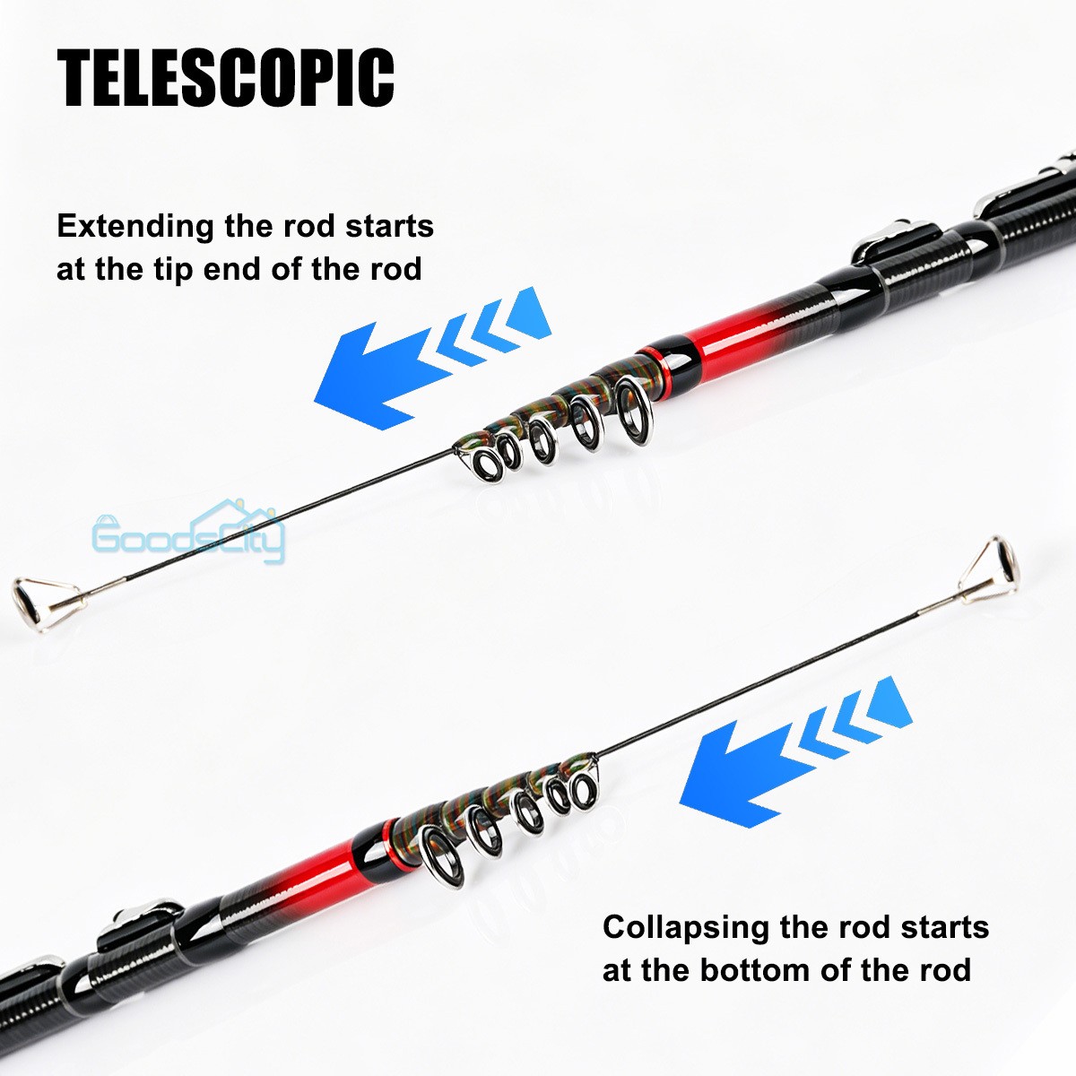 Carbon Fiber Telescopic Fishing Rod Sea Saltwater Portable Spinning Pole