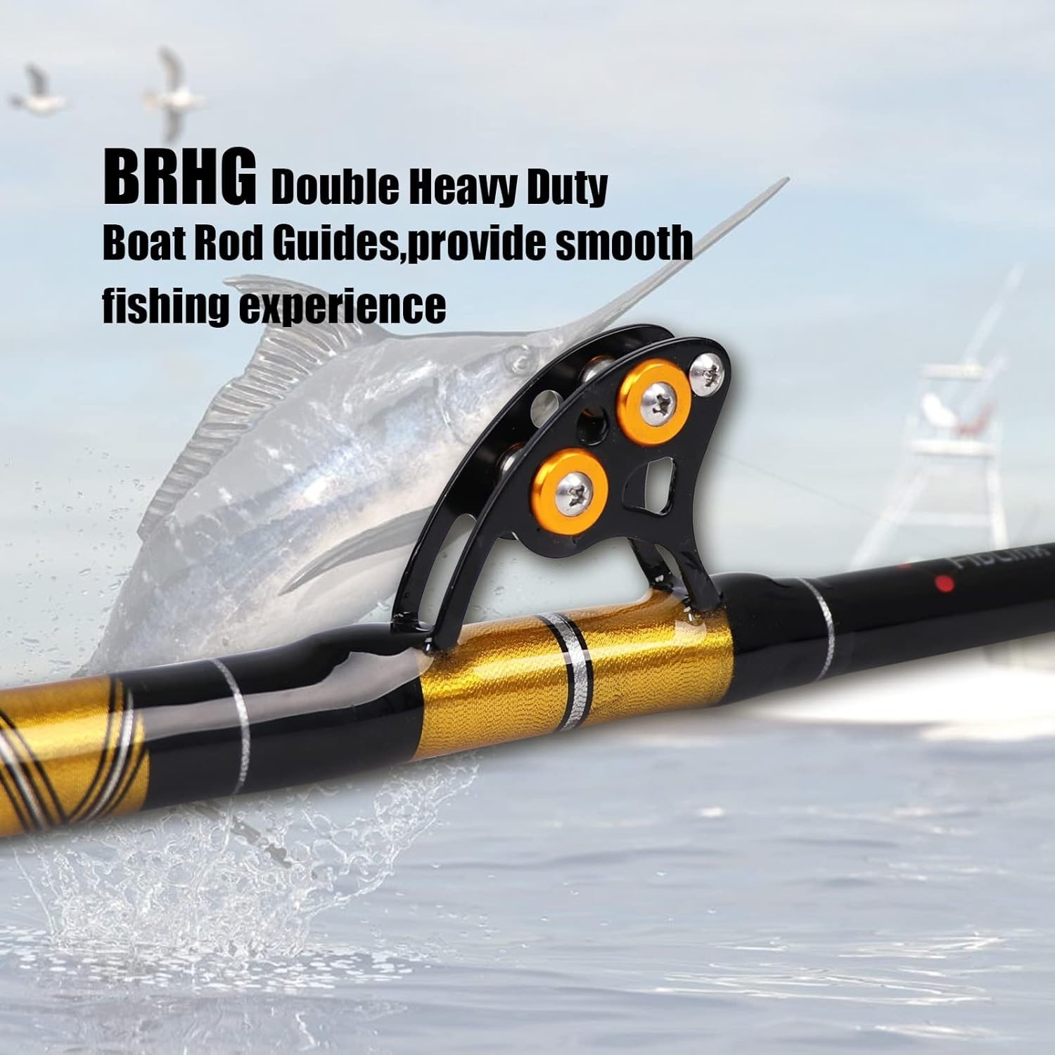 6.5′ Heavy Trolling Rod with Stainless Steel Rollers – Perfect for Deep Sea