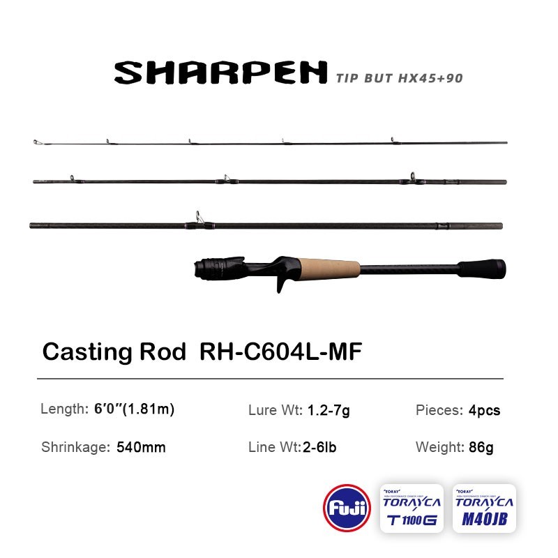 PURELURE SHARPEN Universal Travel Spinning Casting Lightweight Portable Lure Rod