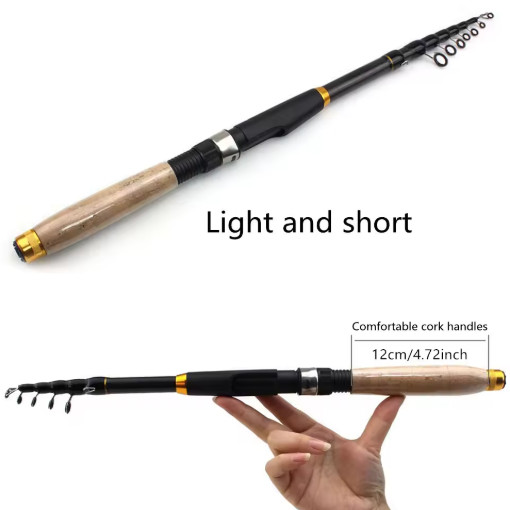 Telescopic Fishing Rod Carbon Fiber Travel Spinning Pole 1.8m-3.6m Fast