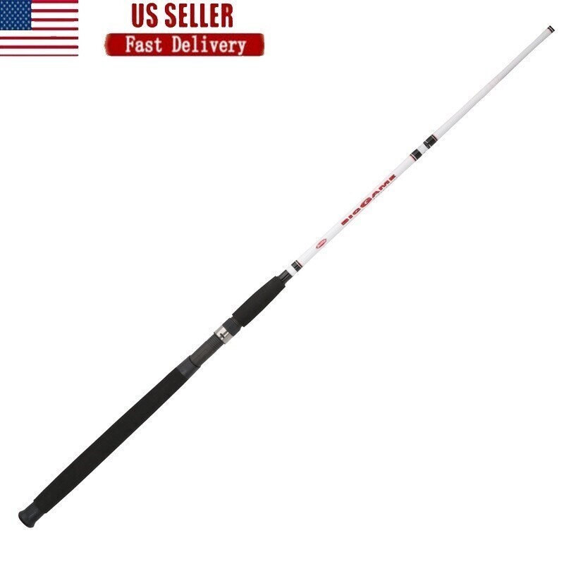 Big Game 7’6″ Casting Rod Two Piece Durable Fiberglass Fishing Rod 10-20LB Line