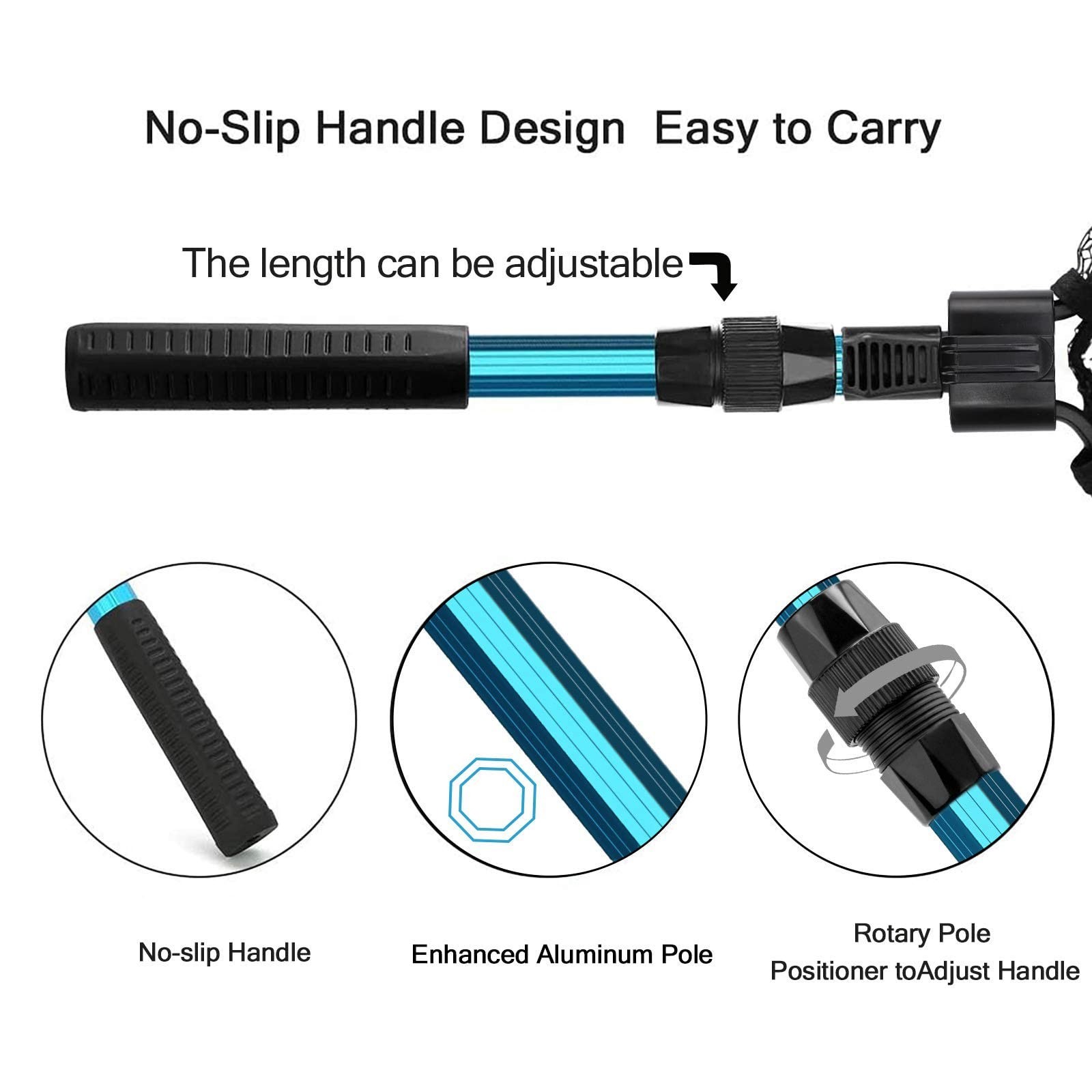 SANLIKE Collapsible Telescopic Fishing Net Rubber Coated Fresh/Salt Water | R…
