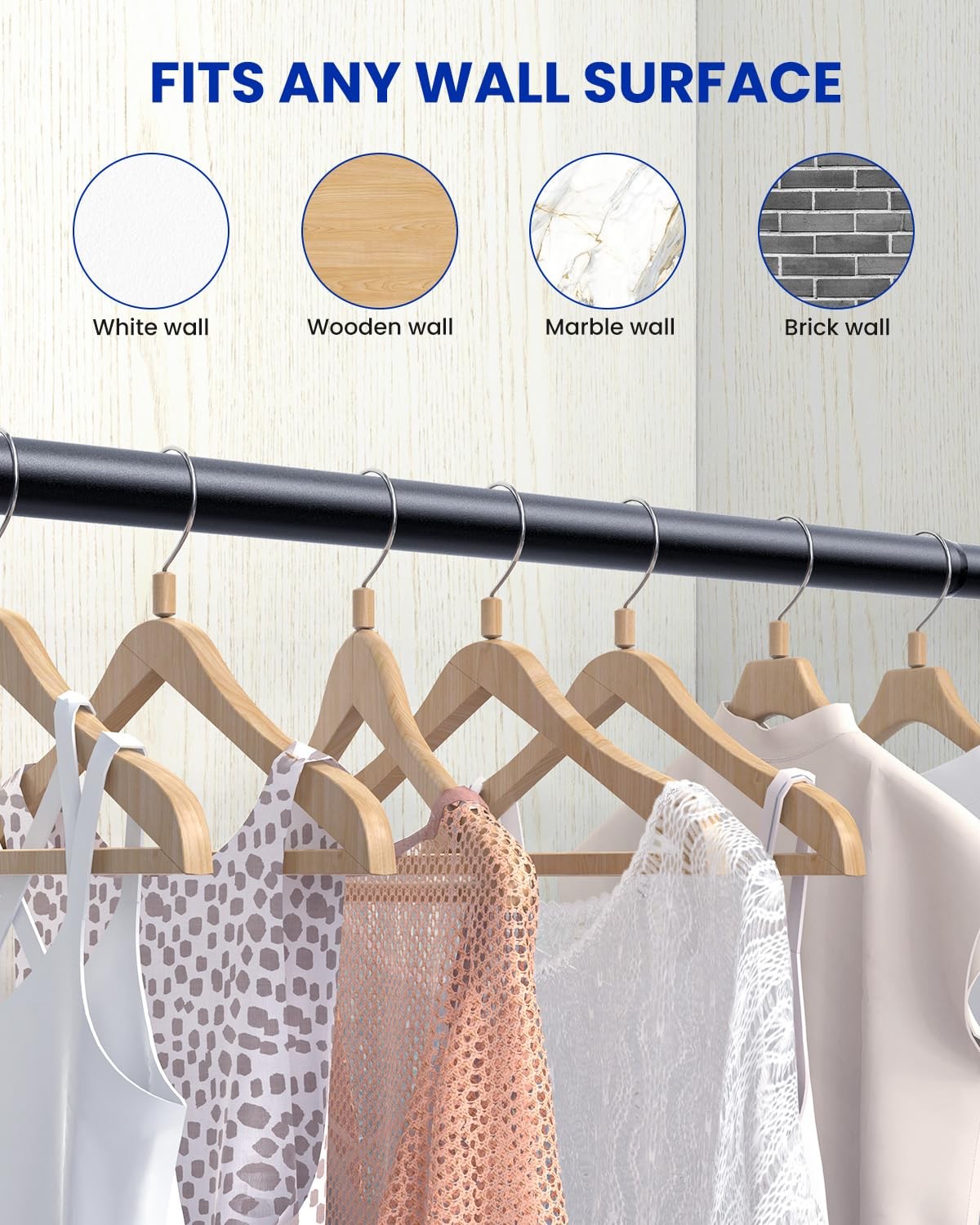 Supforce 4 Pack 17-28″ Adjustable Heavy Duty Metal Closet Rods Wardrobe