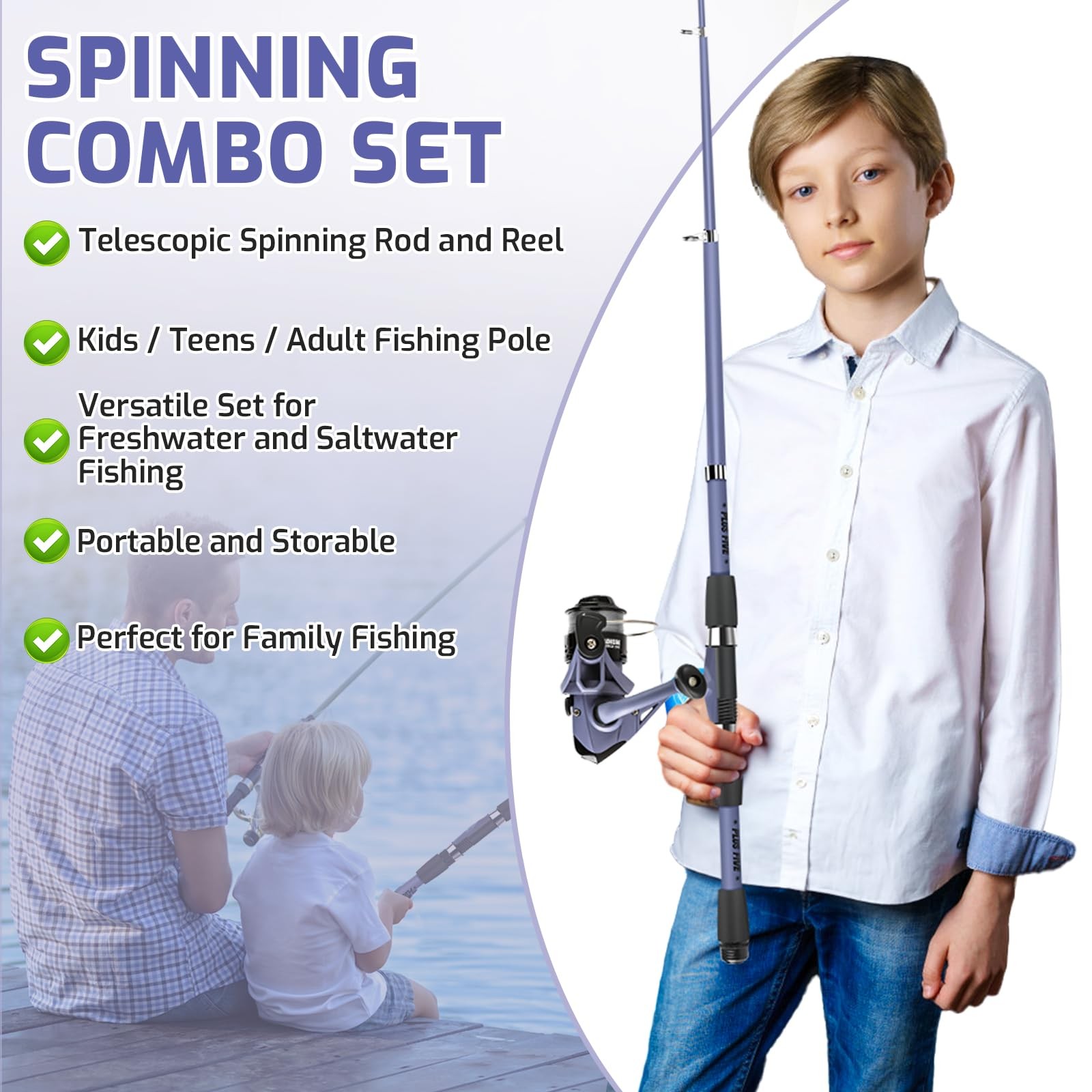 Milerong Kids Fishing Pole Set Portable Telescopic Fishing Rod And Reel Combo