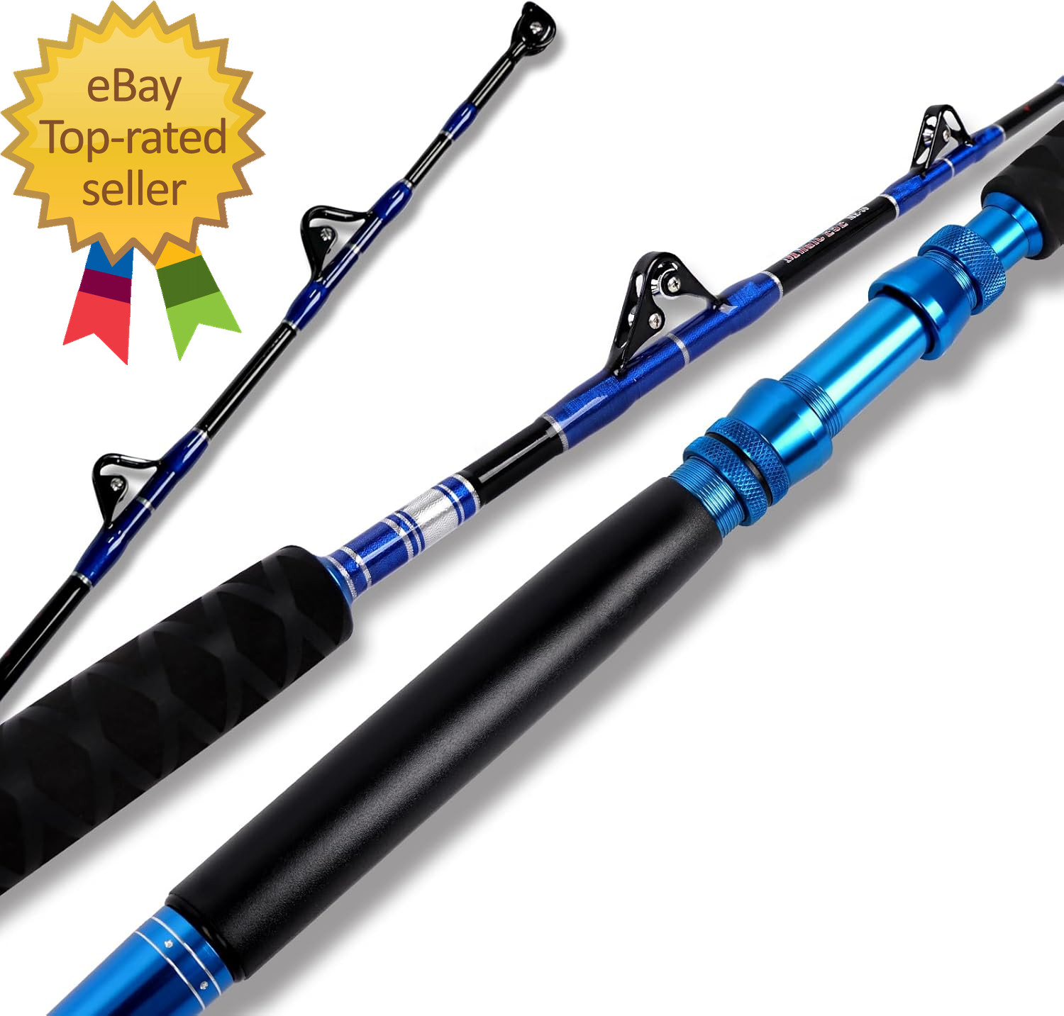 2-Piece Saltwater Offshore Heavy Bent/Straight Butt Trolling Rod Fishing Roller