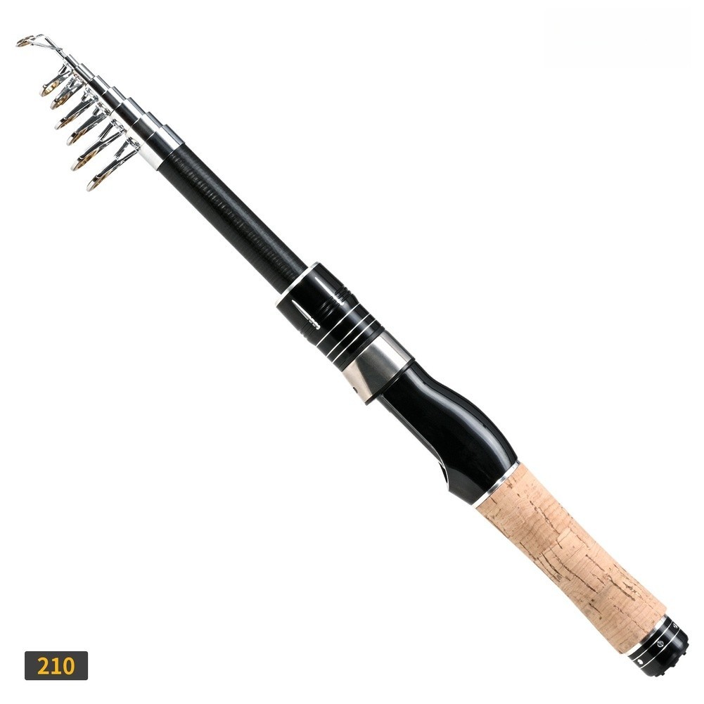 Compact Telescopic Fishing Rod For Sea Use Carbon Fiber With Wood Handle
