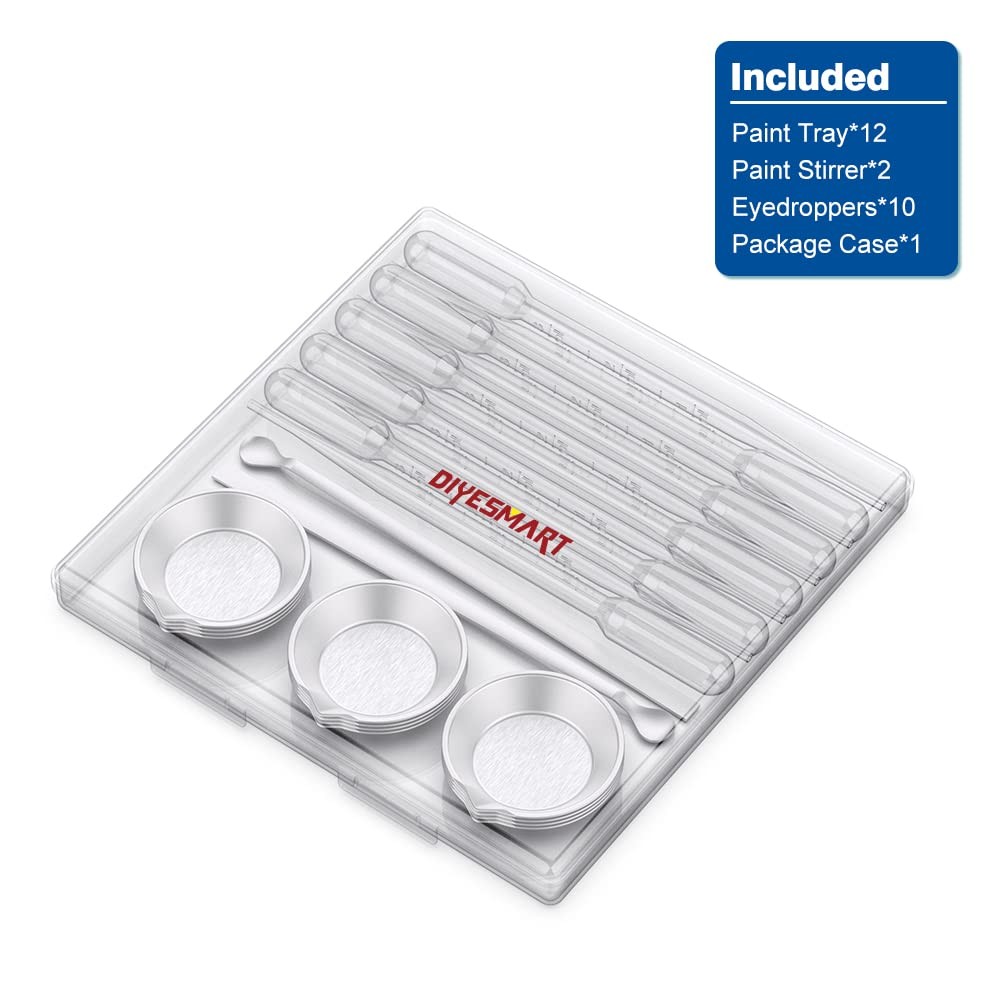 12 x Paint Tray, 2 x Paint Stirrer and 10 x Pipettes for Airbrush Painting, Crafting…