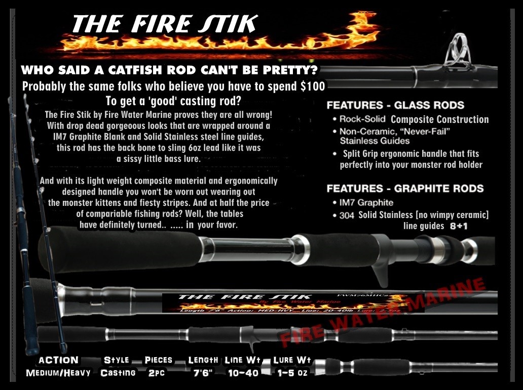 THE FIRE STIK 7’6″ CATFISH ROD – MEDIUM HEAVY CASTING POLE FISHING Striper stick