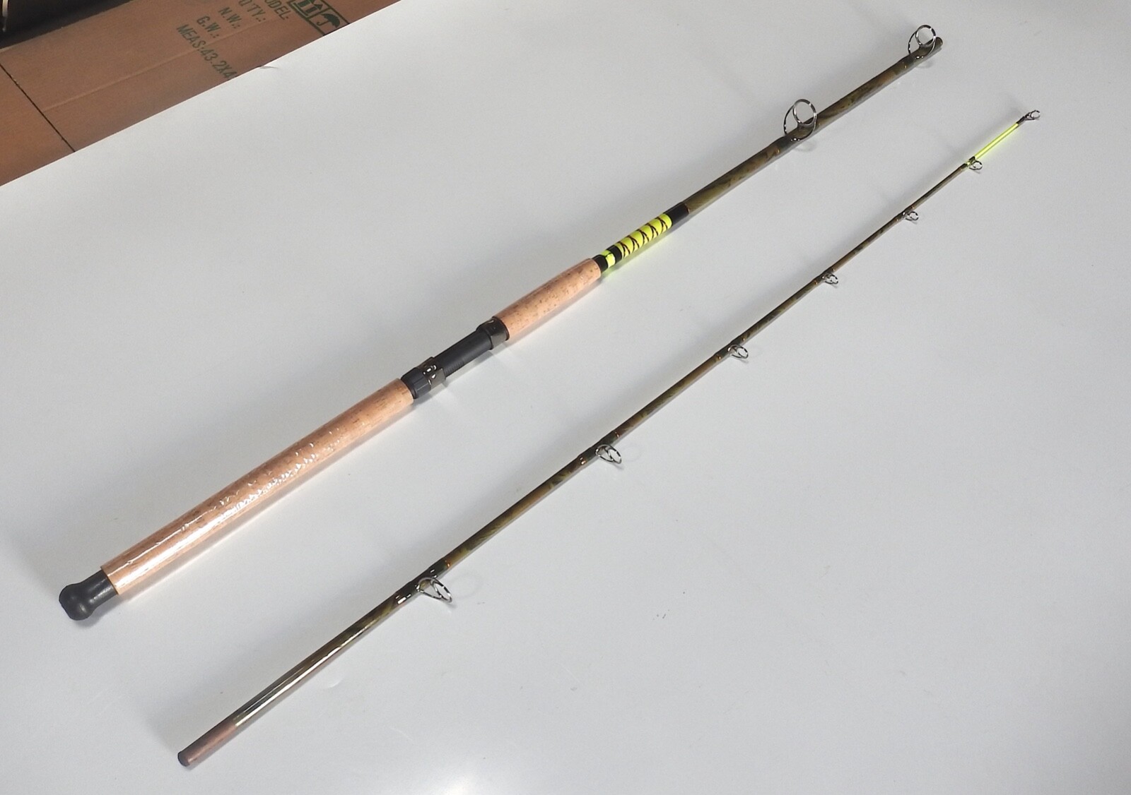 Camouflage Catfish Spinning Rod 9′ 2PC Cork Handle Glow Tip
