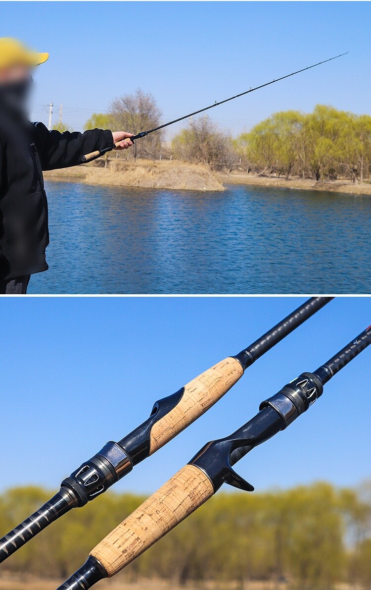 Fishing Rod 1.8M Spinning Casting Carbon Fiber Pole Lure Fishing Rod 2 sections