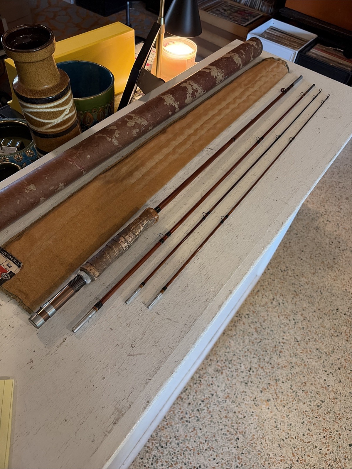 Vintage South Bend 4-Piece Bamboo Fly Fishing Rod Sleeve & Tube 359 8 1/2’