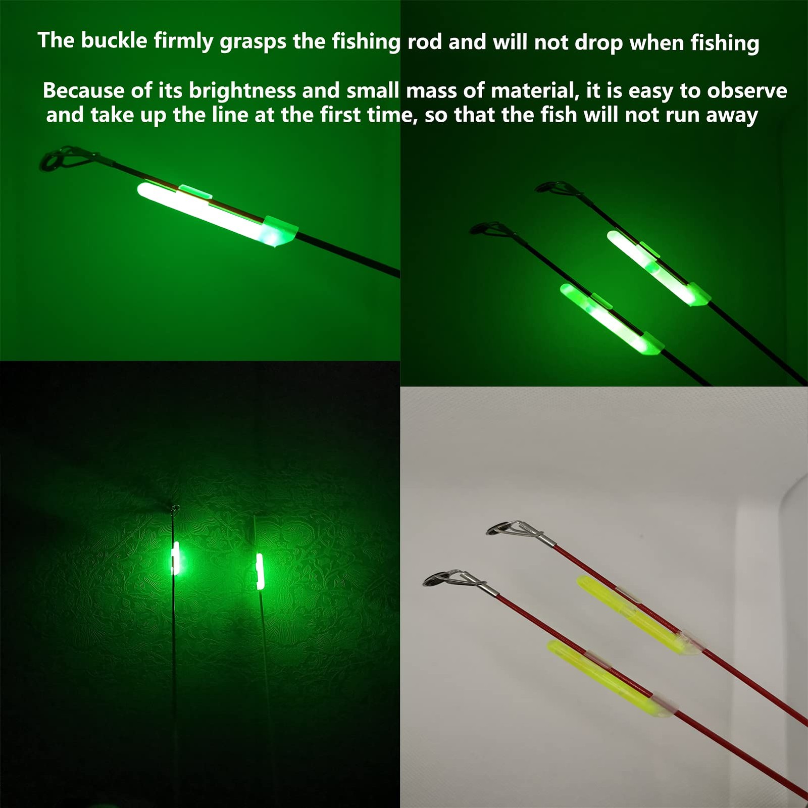 20 PCS Clip On Fishing Glow Sticks For Rod Tips Night Light Pole Tackle
