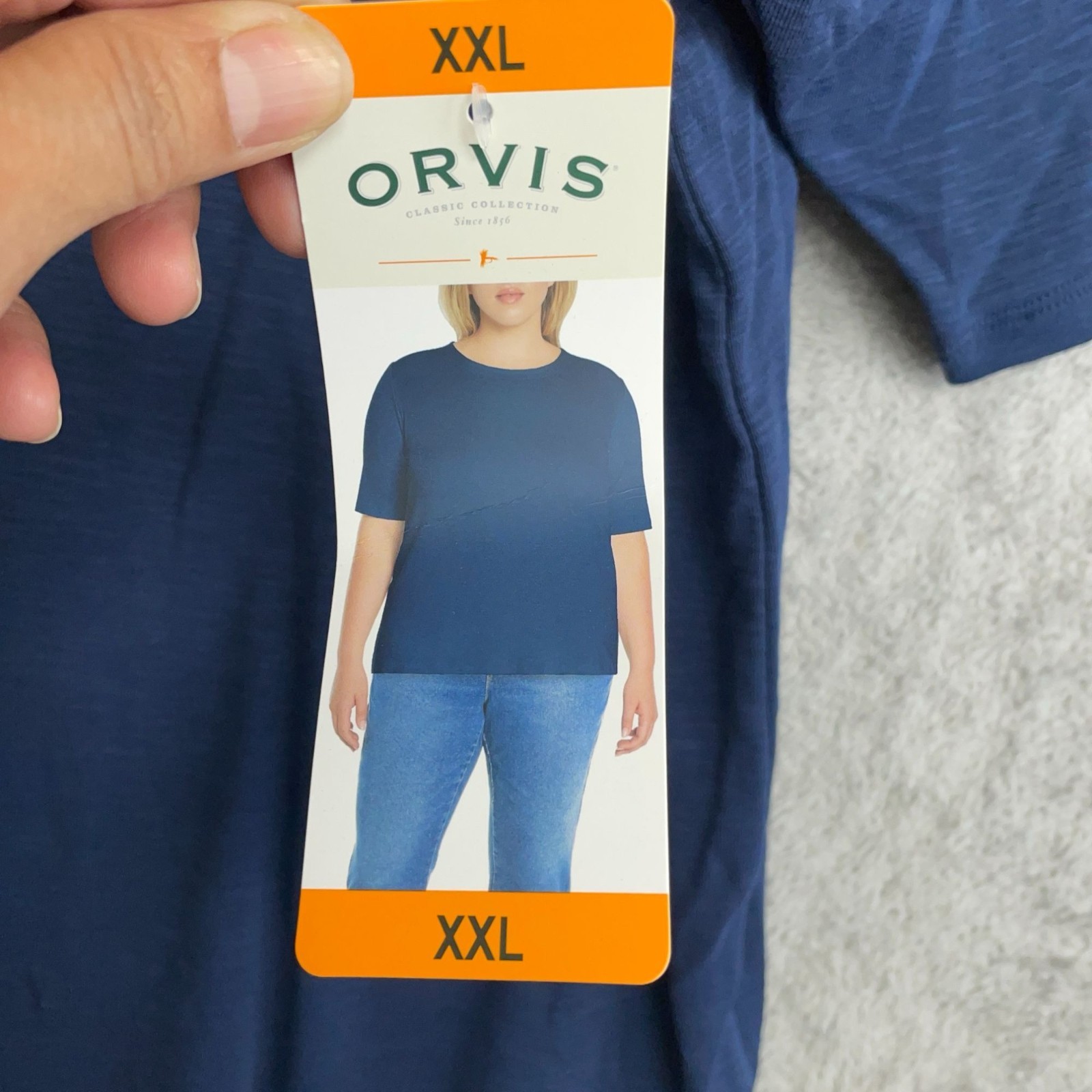 NWT Orvis Women’s XXL Navy Blue Pima Cotton Classic Fit Short T-Shirt P0608