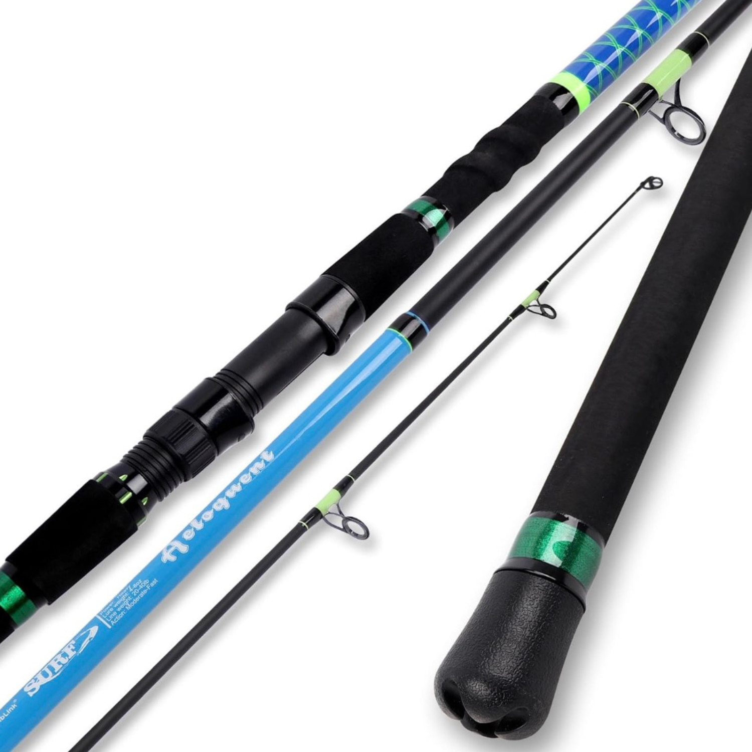 Fiblink 10’6″ Surf Fishing Rod 3 Piece Carbon Fiber Spinning Saltwater Travel