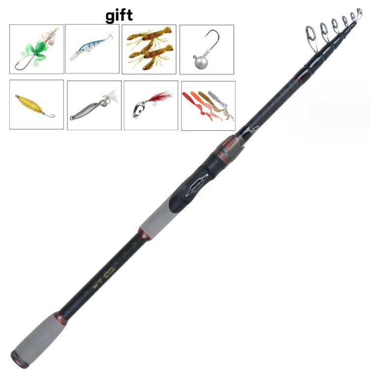 1.8m-3.0m Telescopic Spinning Fishing Rods Carbon Fiber Lure Pole Bait WT 8-18g