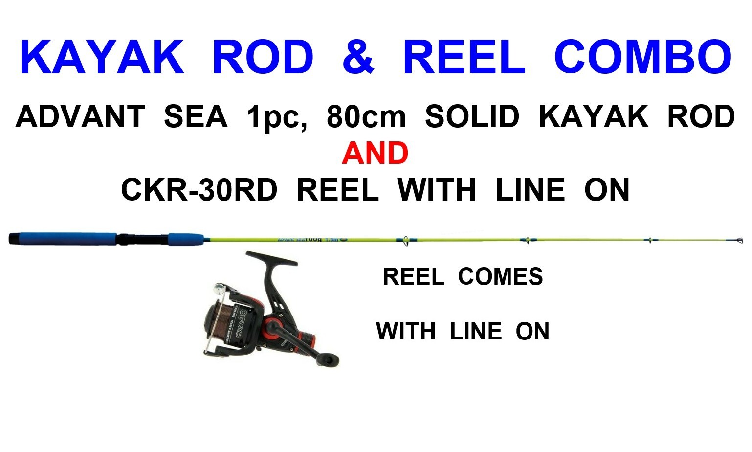 LINEAEFFE ADVANT SEA 80cm SOLID KAYAK ROD+CKR-30RD REEL+LINE BOAT SEA FISHING