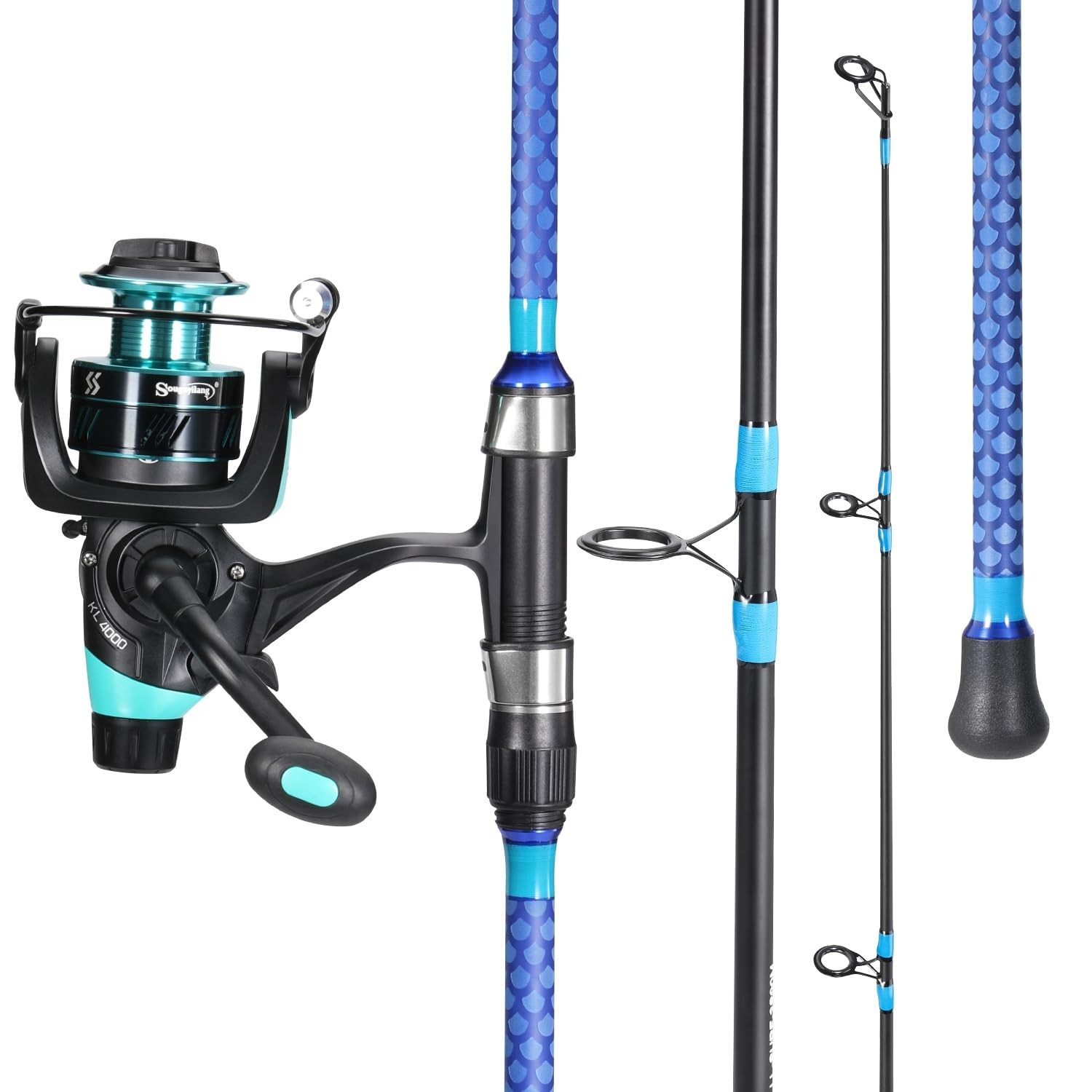 Sougayilang 3 Piece Baitfeeder Combo Surf Fishing Rod Combo Medium/Heavy Trav…