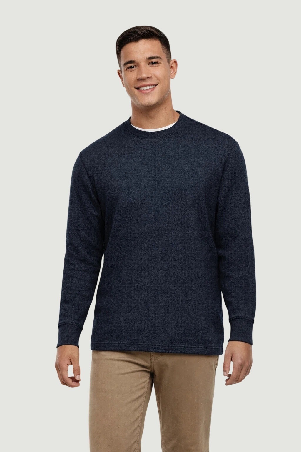 Orvis Men’s M Heathered Navy Long Sleeve Crewneck Sweatshirt Cotton Blend i1693
