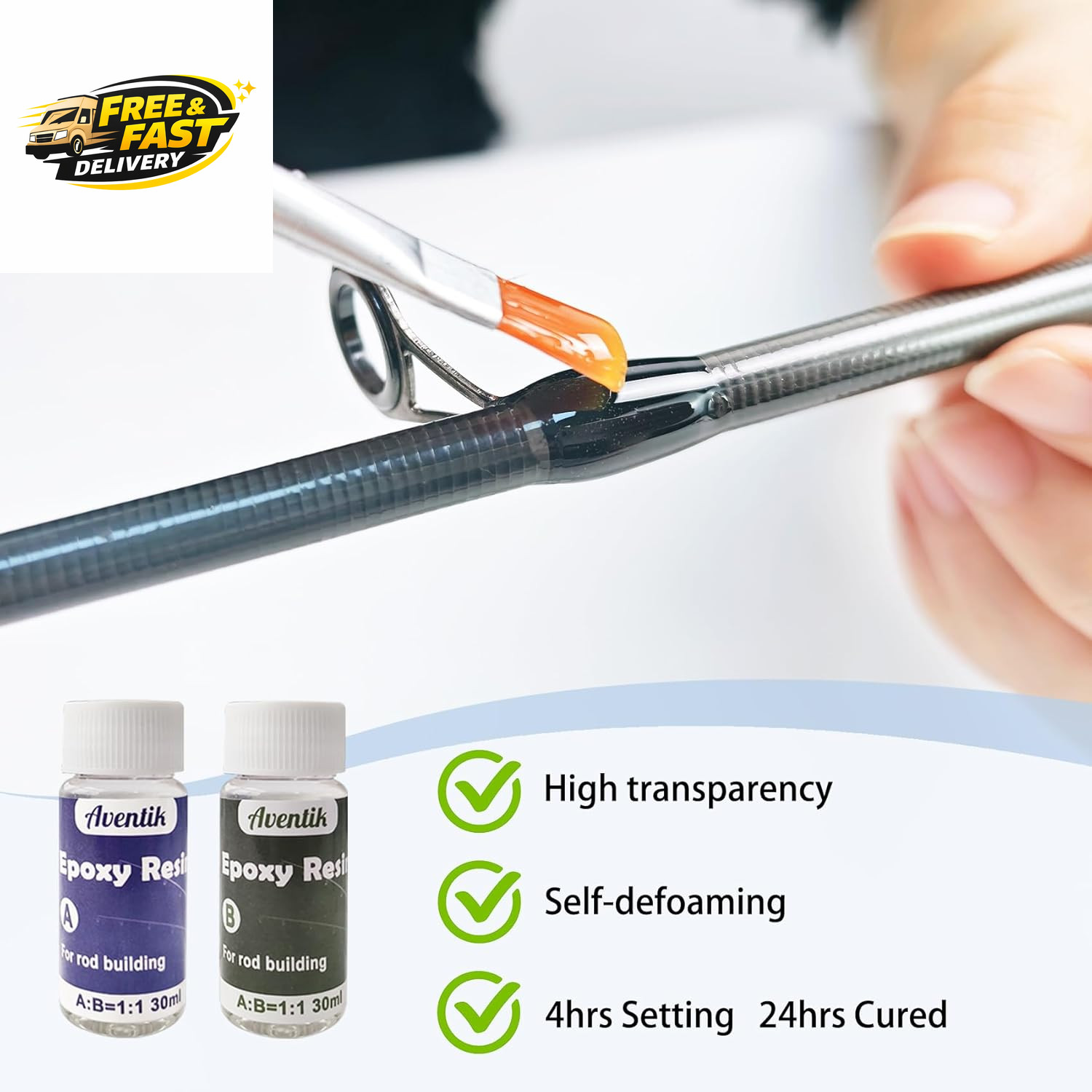 Fishing Rod Repair Kit Complete with Accesssories, Carbon Fiber Stick Fishing