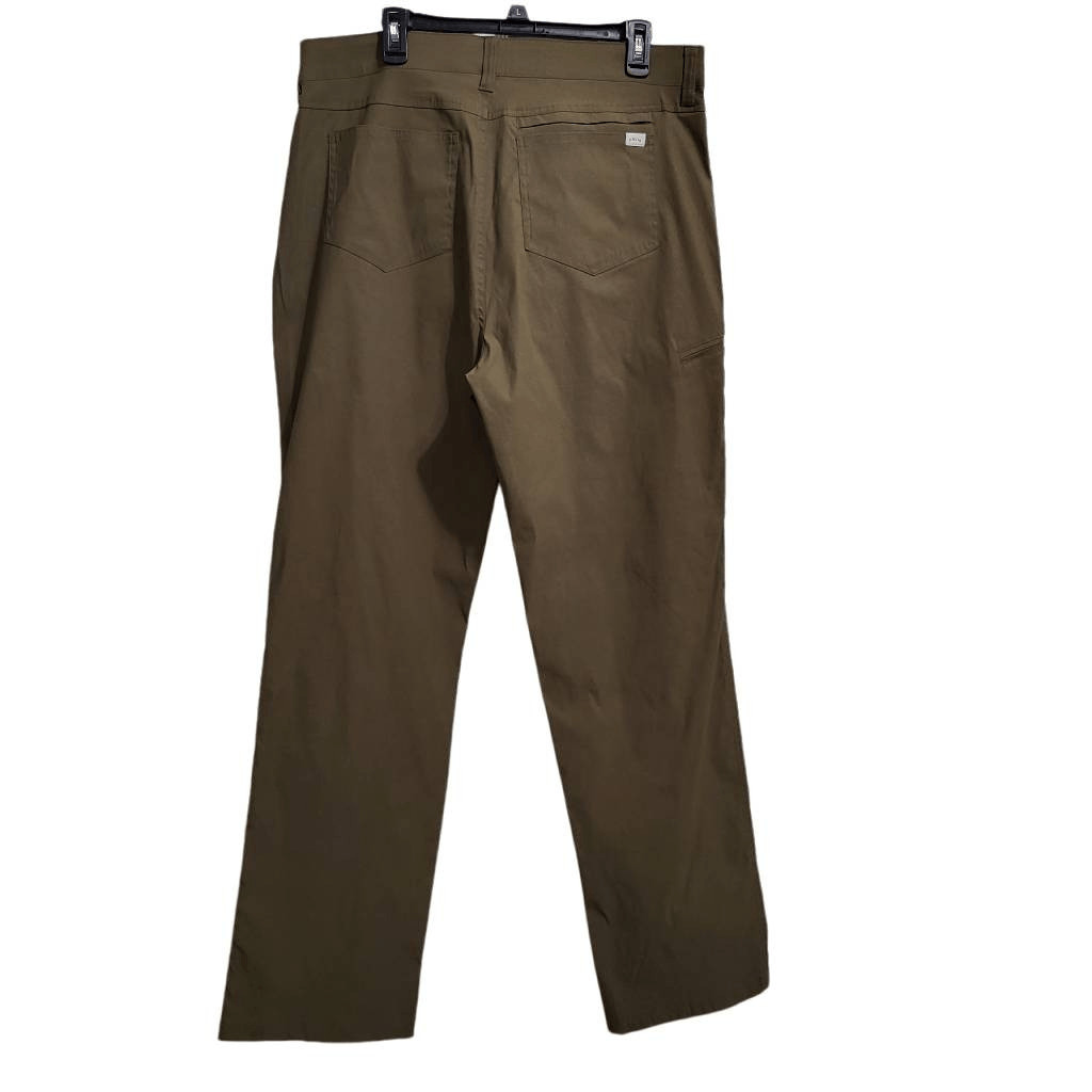 Orvis Mens Tech Pants Olive Green Nylon Water Repellent Zip Fly Size 38 x 34