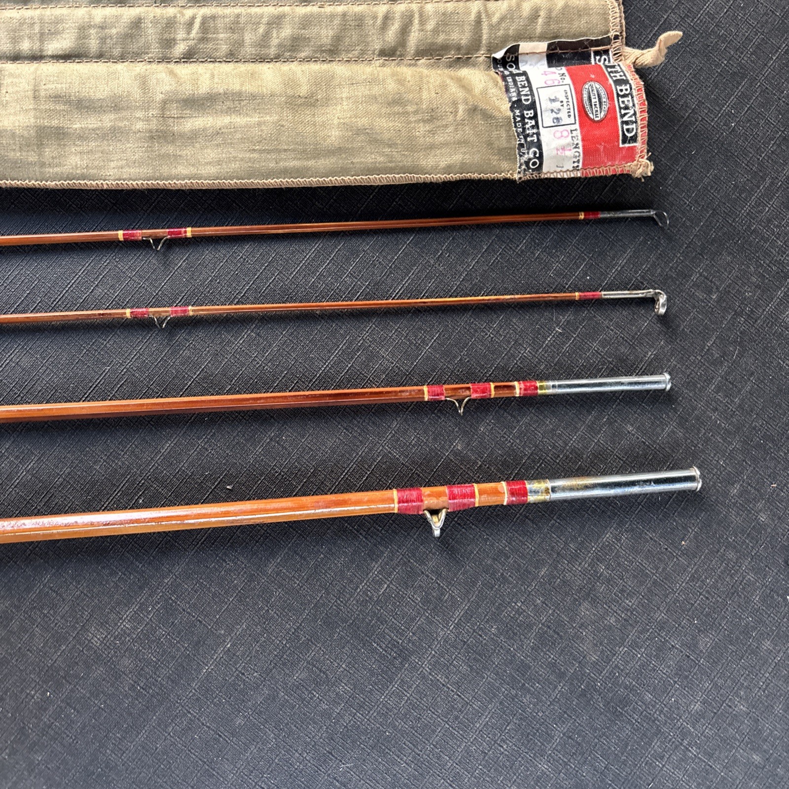 Vintage South Bend 346 Bamboo Fly Rod 8 1/2’ HDH or D W/ Sock