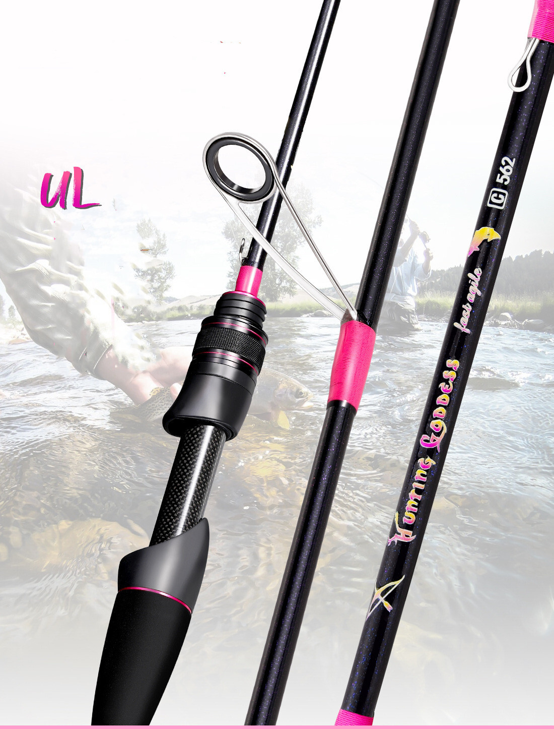 Trout Fishing Rods Carbon Fiber Spinning/casting Rod 1.35m/ 1.5m/1.68m/1.8m Pole