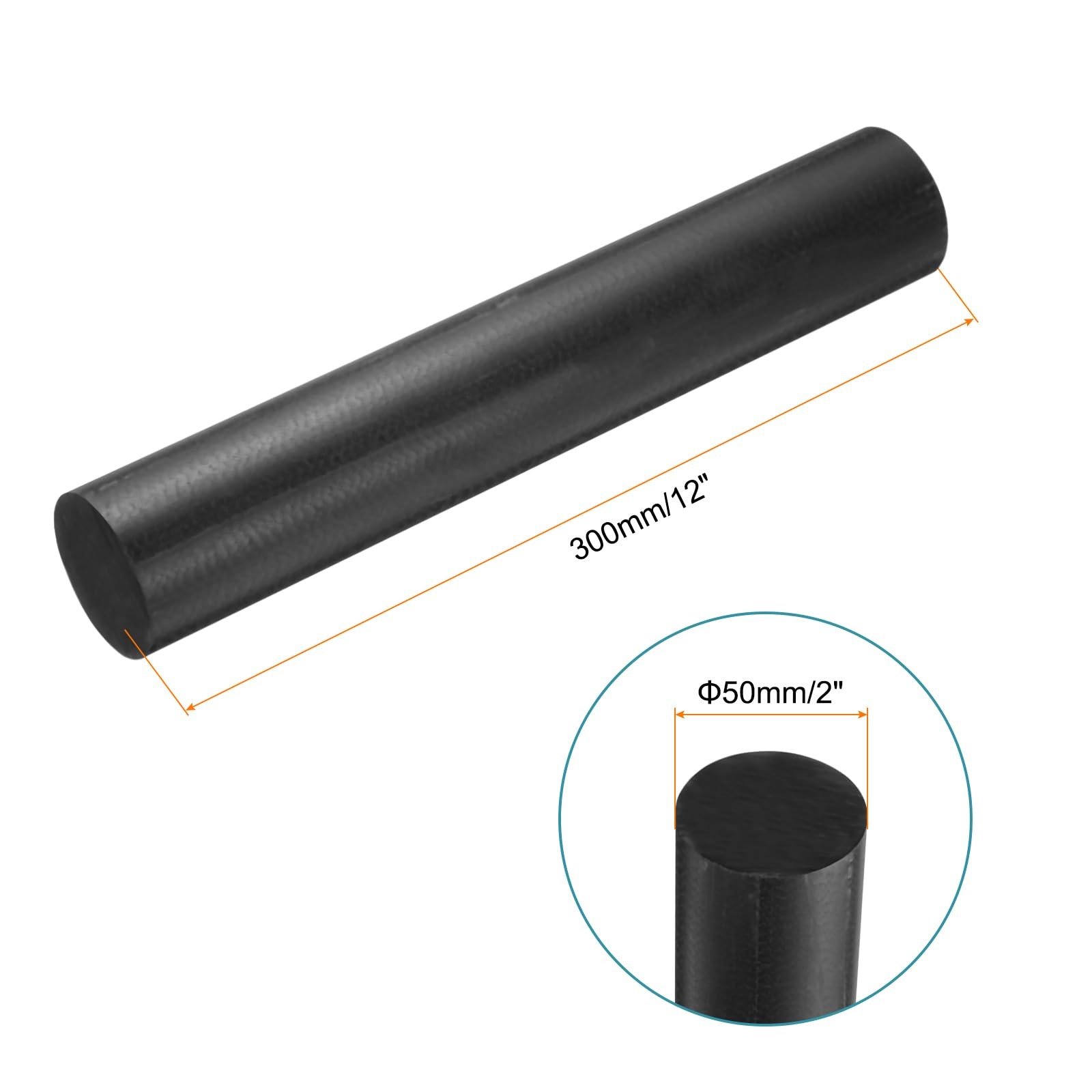 MECCANIXITY Black Round ABS Plastic Rods 2-inch Diameter and 12-inch Length R…