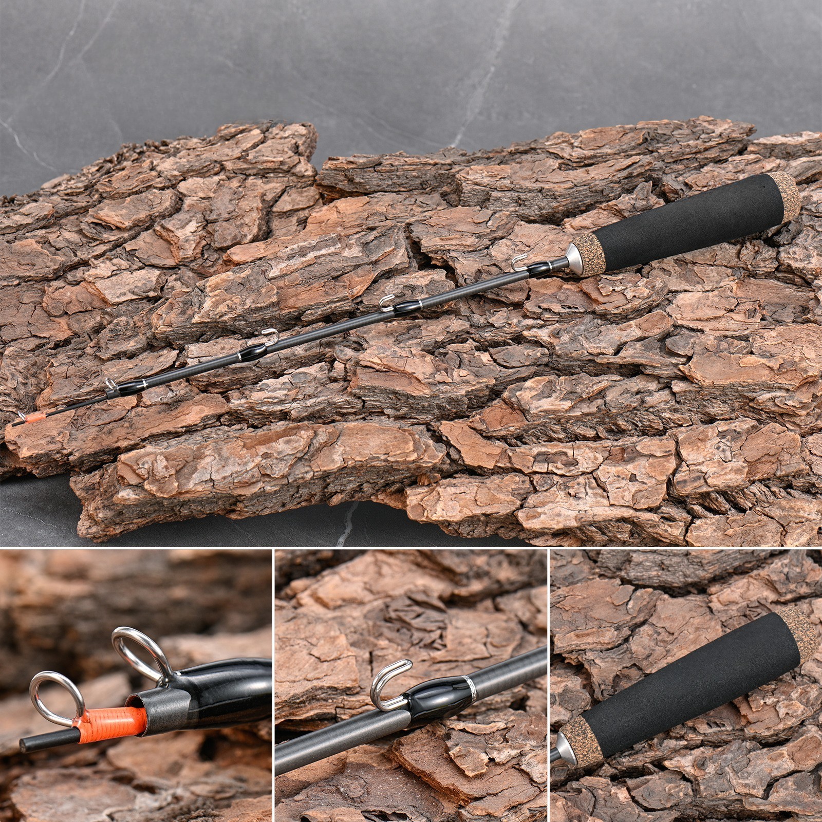 2 Section 50cm Telescopic Ice Fishing Rod Carbon Construction Line Holder