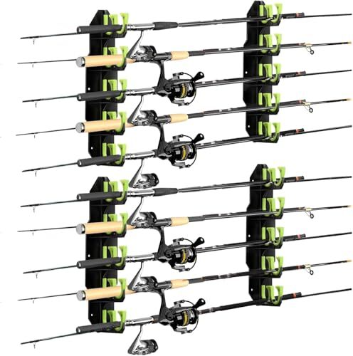 Fishing Rod Wall Rack Pole Holders Hold Up to 10 Rods,Fishing Pole Holder Garage