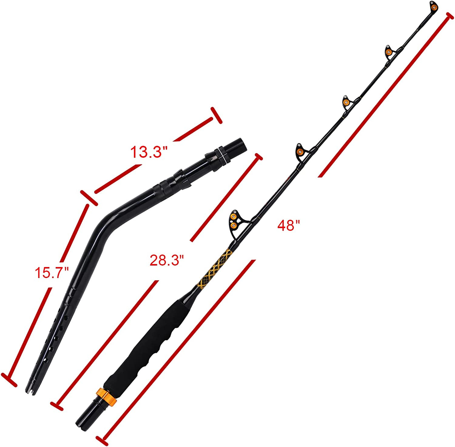 Bent Butt Trolling Rod 2PC Saltwater Offshore Deep Drop Fishing Pole Extra Heavy