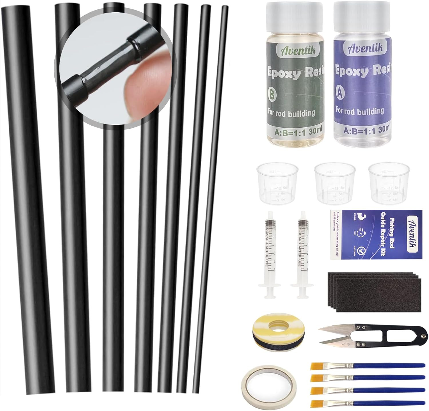 Fishing Rod Repair Kit Complete,Full Supplies with Glue for Freshwater & Salt