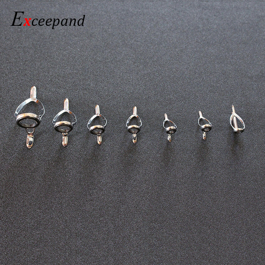 7 PCS Stainless Steel Frame Fishing Rod Guide Boat Rod Eye Line Ring for Repair