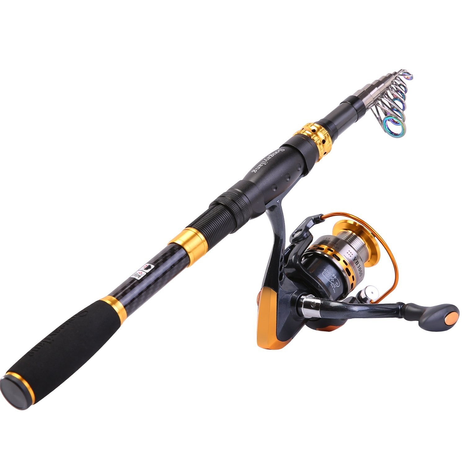 Sougayilang Fishing Rod Reel Combos Carbon Fiber Telescopic Fishing pole with…