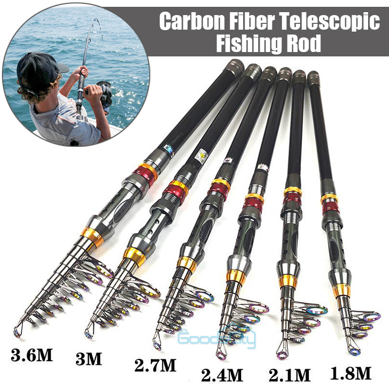 Fishing Pole Spinning Rod Carbon Fiber Telescopic Portable Saltwater Freshwater
