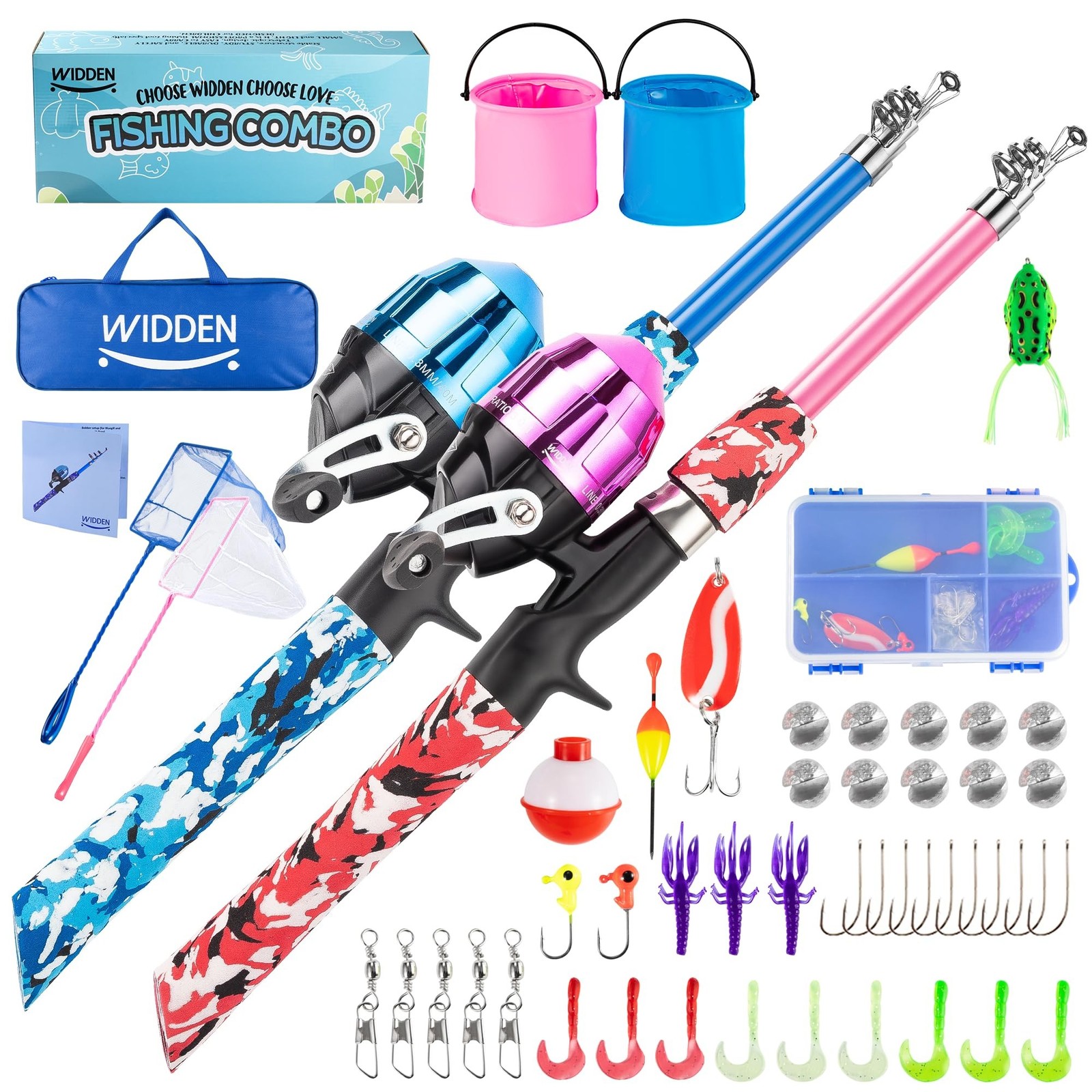 WIDDEN Kids Fishing Pole, Portable Telescopic Kids Fishing Poles for Boys and…