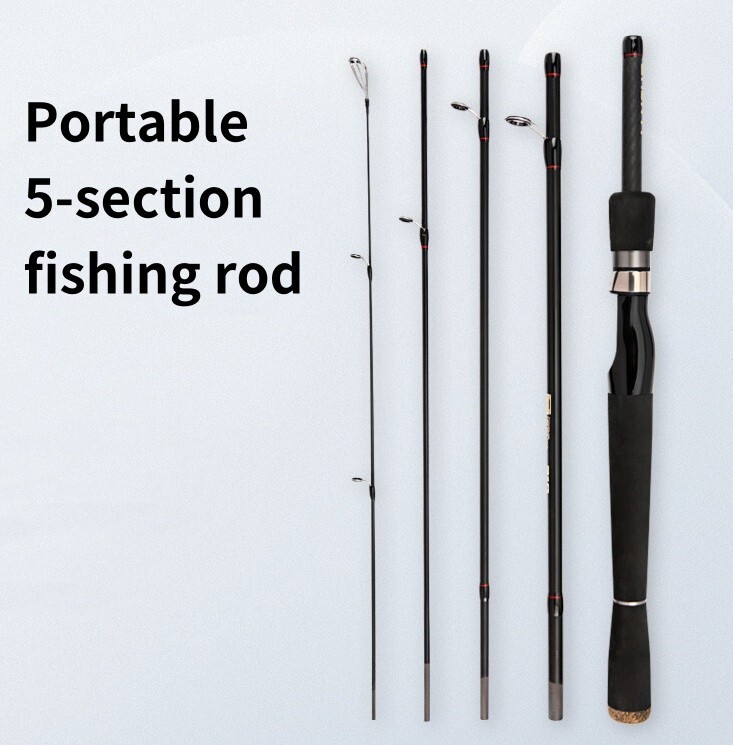 Fishing Rod Spinning Casting Carbon Fiber 5-6 Section Rod Fast Action UltraLight