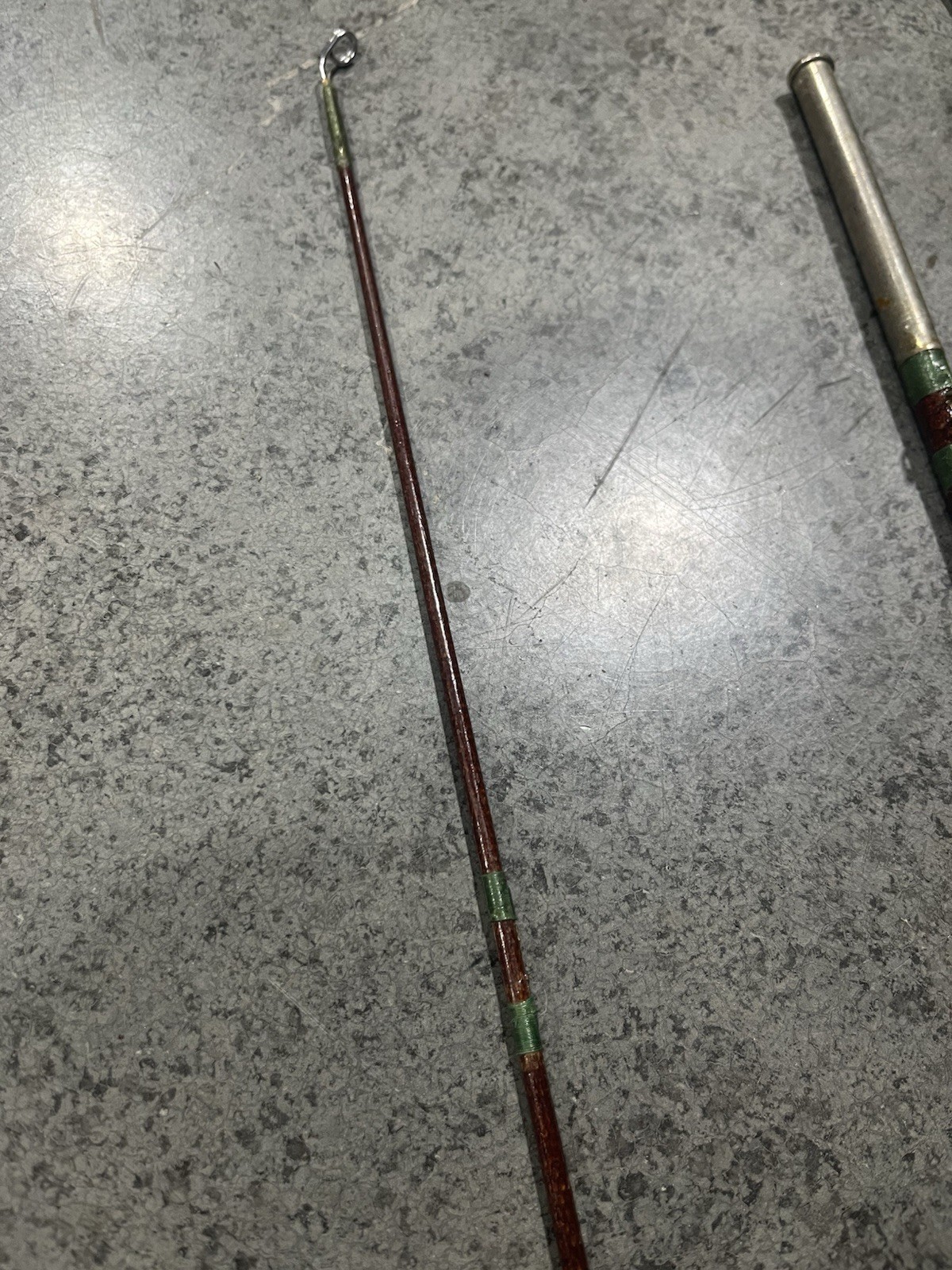 Vintage Montague Hologlass 7’6” Fly Rod w/cloth Sleeve & Aluminum Tube Case