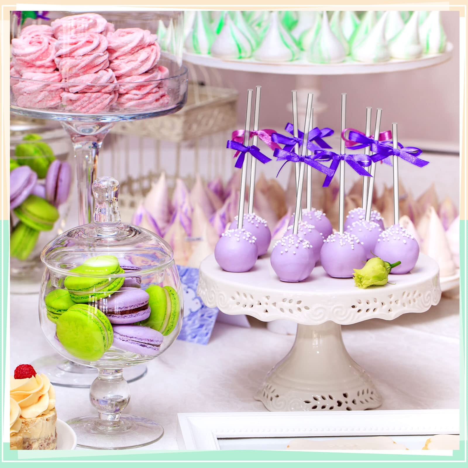 120 PCS 1/8 x 8 inch Clear Acrylic Rods Round Plastic Dowel Cake Topper Sticks