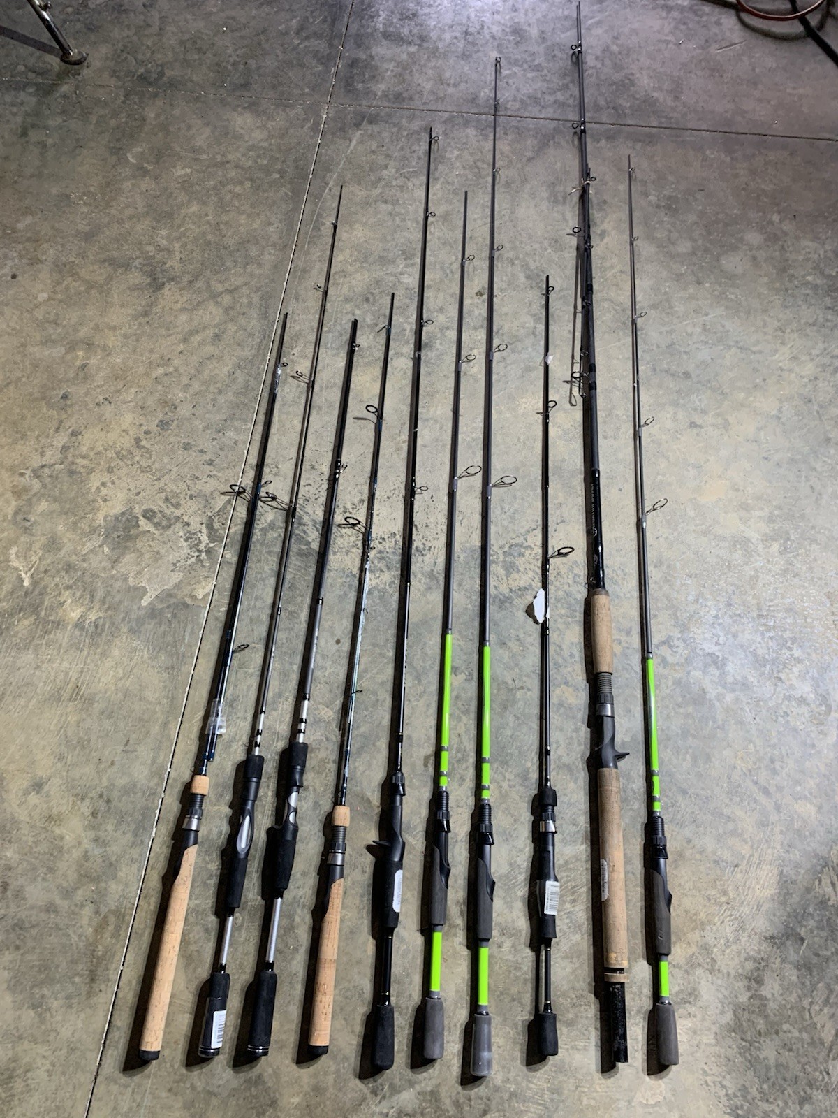LOT OF 10 BASS PRO SHOPS FISHING RODS (BROKEN)