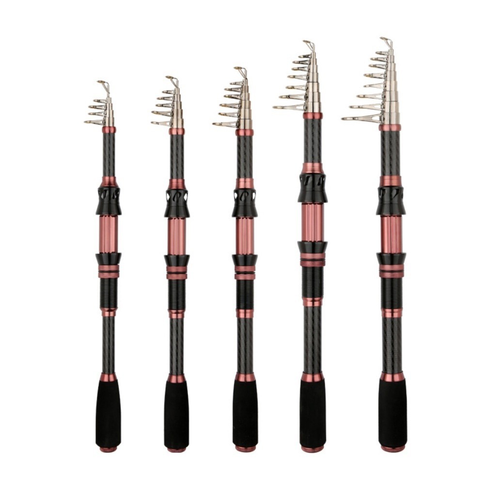 Sea Fishing Rod Carbon Fiber Shrink 180cm Black Pink with Reinforced Reel Seat