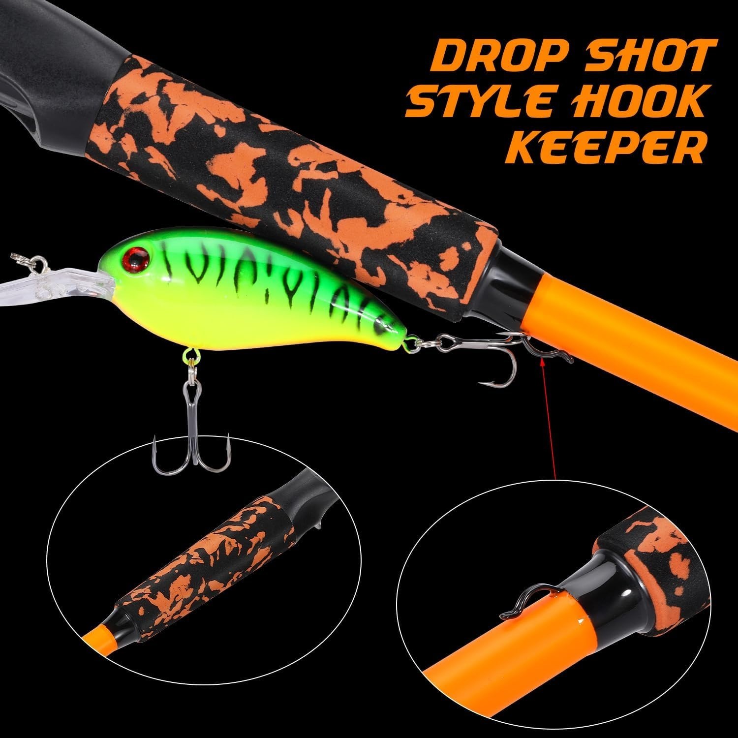 Baitcaster Combo, IM7 Graphite 2Pc Blank Rods,M/MH Power,EVA Handle & Stainle…
