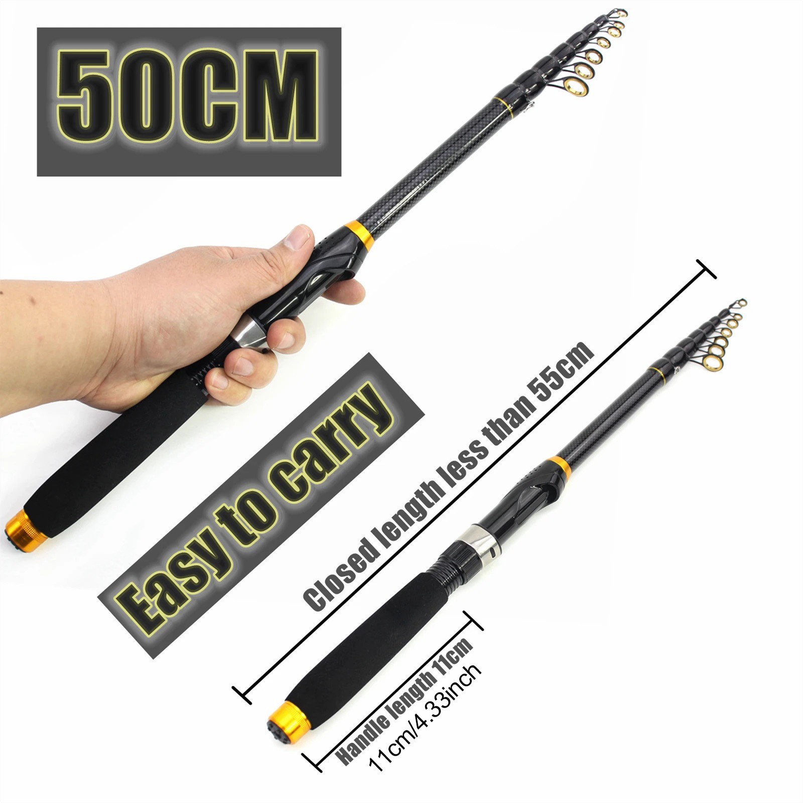1.8m-3.6m Pocket Portable Carbon Fiber Fishing Rod New Telescopic Fishing Rod