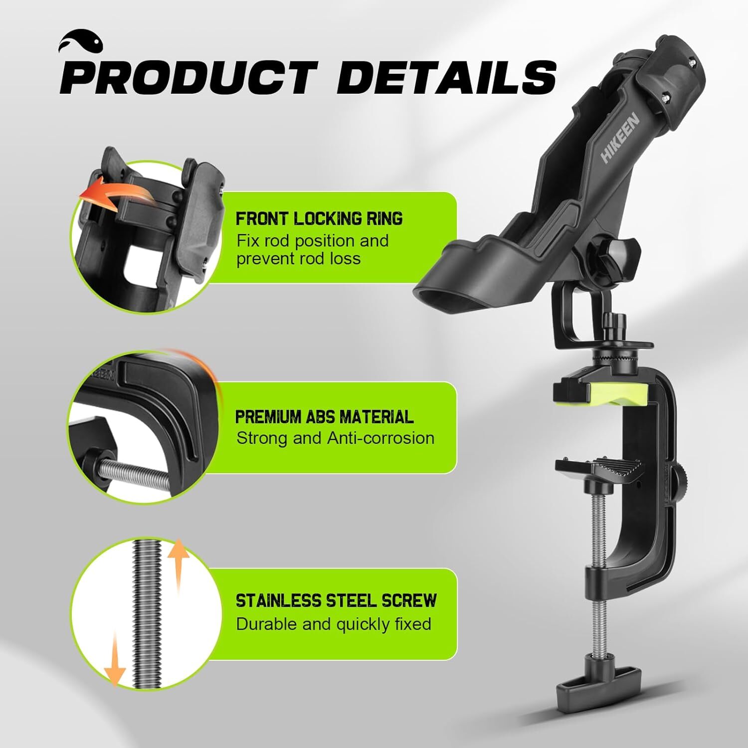 Fishing Rod Holders for Boat, Adjustable Fishing Rod Rack Fit Round/Square Tubes